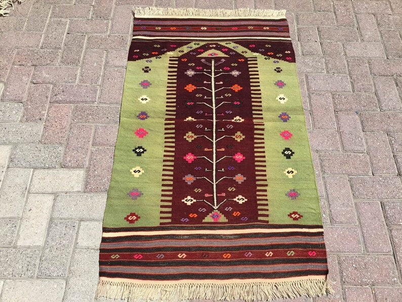 Vintage Kelim-tapijt 124 cm x 79 cm handgemaakt uit Turkije