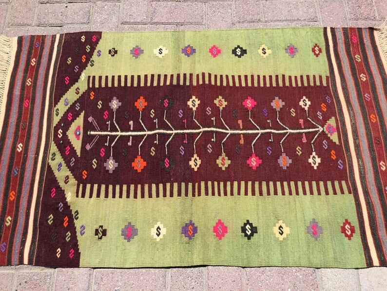 Vintage Kelim-tapijt 124 cm x 79 cm handgemaakt uit Turkije