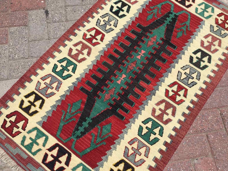 Vintage Kilim Rug 134cm x 80cm Western Turkey