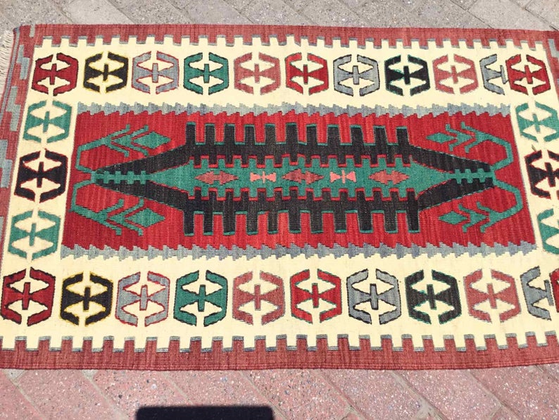 Vintage Kilim Rug 134cm x 80cm Western Turkey