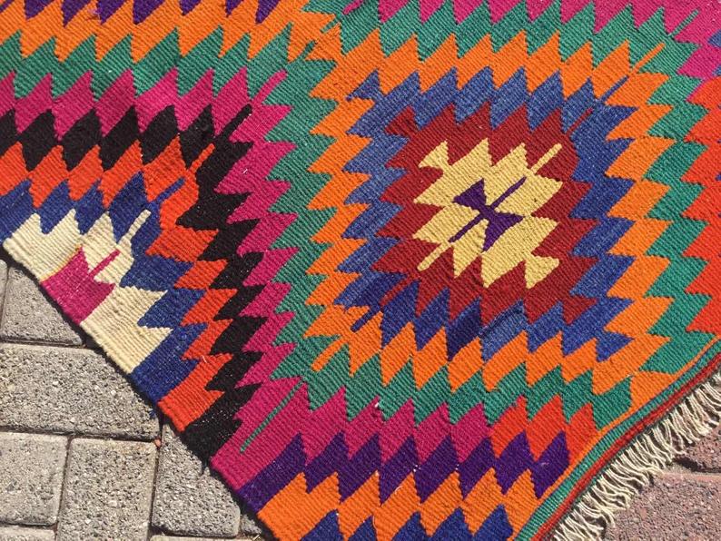 Vintage Kilim Rug 136cm x 83cm Western Turkey 45 Years Old