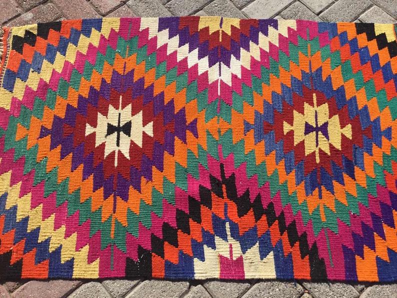 Vintage Kilim Rug 136cm x 83cm Western Turkey 45 Years Old