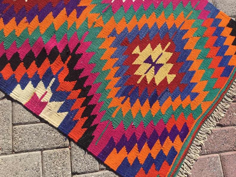 Vintage Kilim Rug 136cm x 83cm Western Turkey 45 Years Old