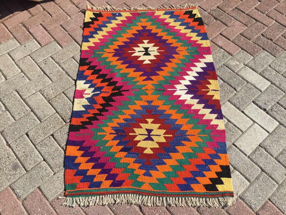 Vintage Kilim Rug 136cm x 83cm Western Turkey 45 Years Old