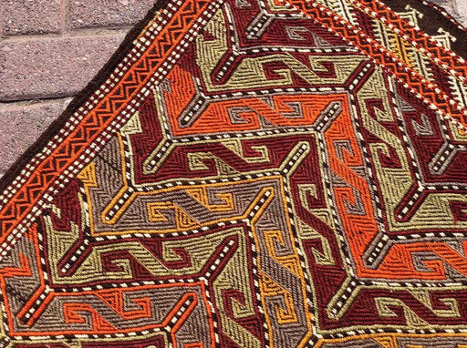 Vintage Kilim Rug 138cm x 85cm Orange Rustic Decor