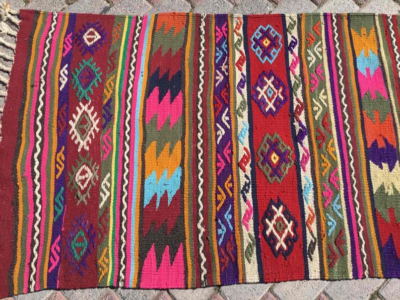 Vintage Kilim Rug 140cm x 88cm From Western Turkey