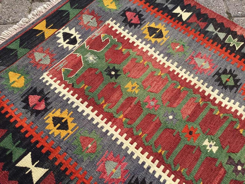 Vintage Kilim Rug 144cm x 99cm Handwoven Turkey Unique Design