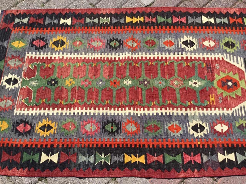 Vintage Kilim Rug 144cm x 99cm Handwoven Turkey Unique Design