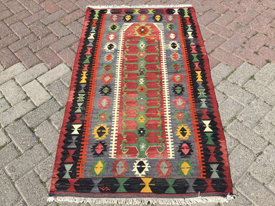 Vintage Kilim Rug 144cm x 99cm Handwoven Turkey Unique Design