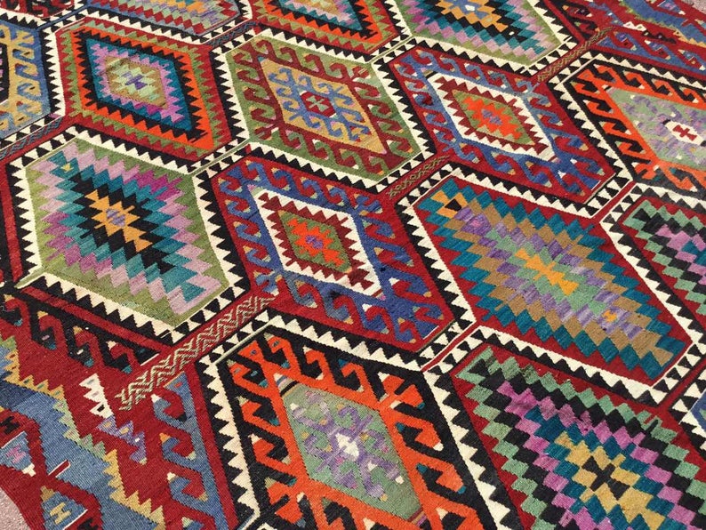 Vintage Kilim -matto 145cm X 76cm käsin kehrätty villapuuvilla