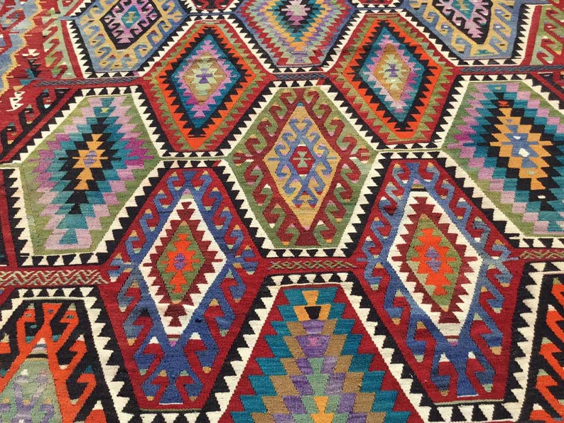 Vintage Kilim -matto 145cm X 76cm käsin kehrätty villapuuvilla