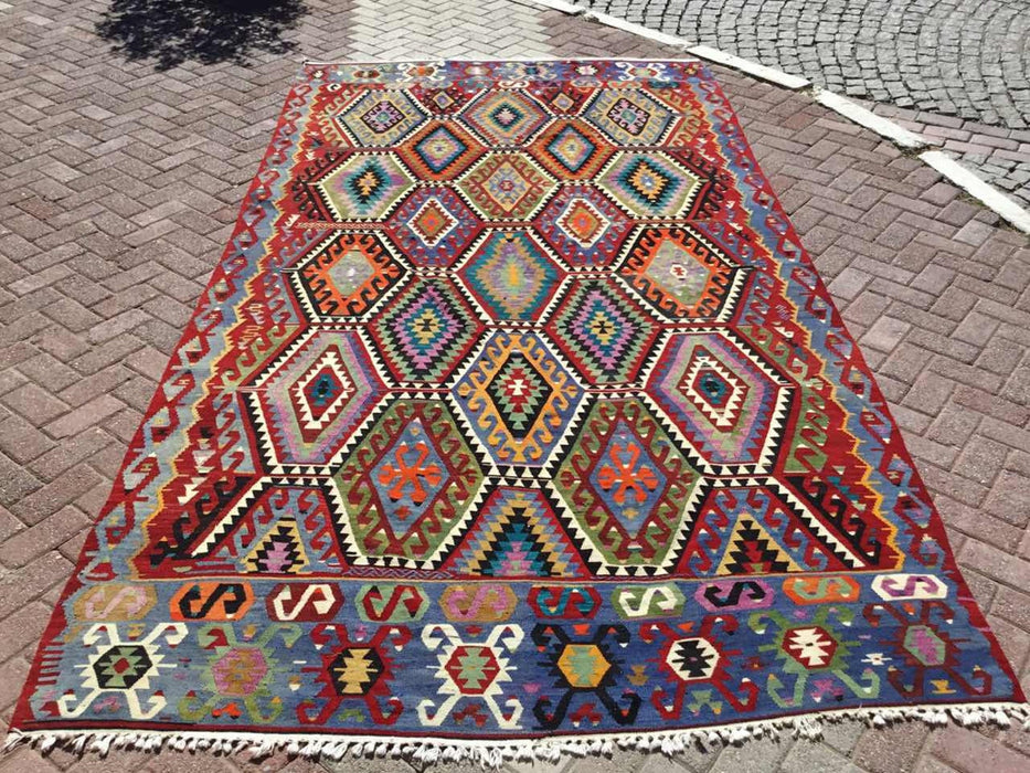 Vintage Kilim -matto 145cm X 76cm käsin kehrätty villapuuvilla