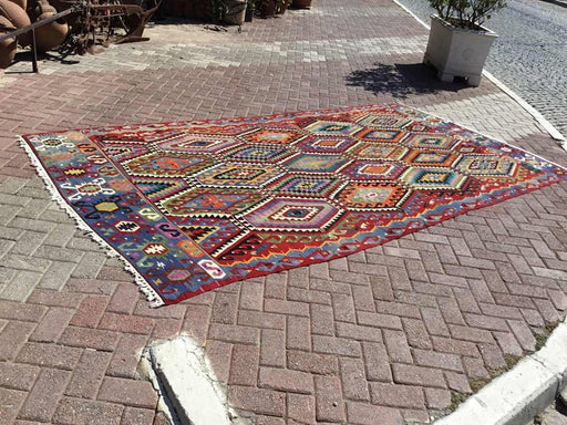 Vintage Kilim -matto 145cm X 76cm käsin kehrätty villapuuvilla