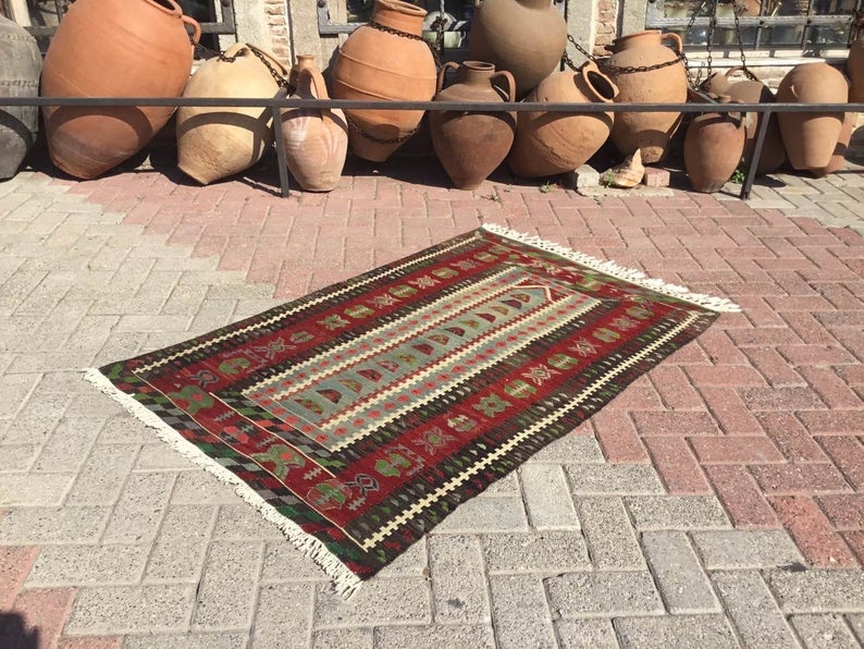 Vintage Kilim Rug 145cm x 97cm Western Turkey