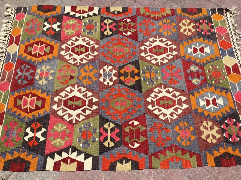 Vintage Kilim Rug 158cm x 114cm Western Turkey