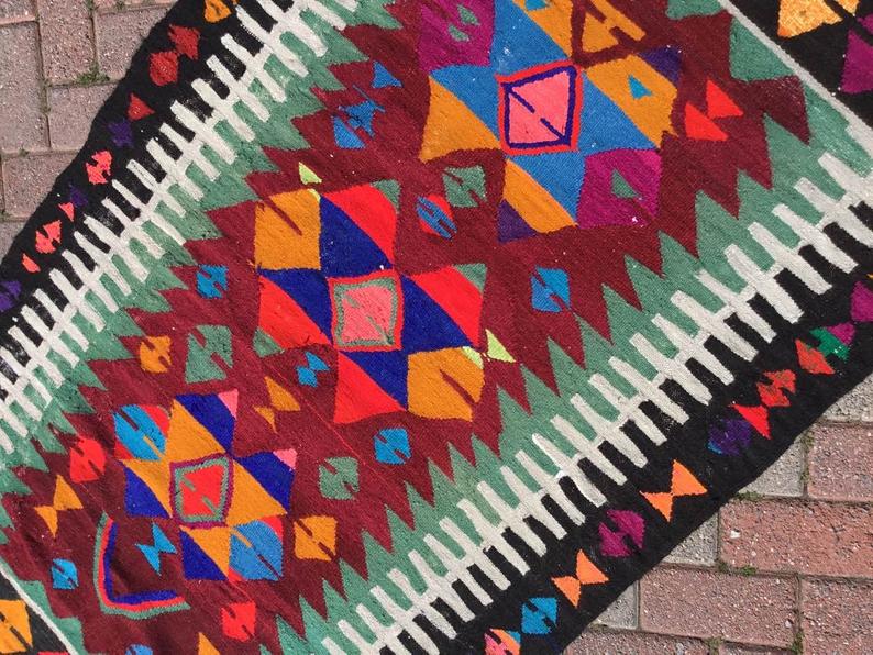 Vintage Kilim Rug 171cm x 105cm Handmade Turkish Textile