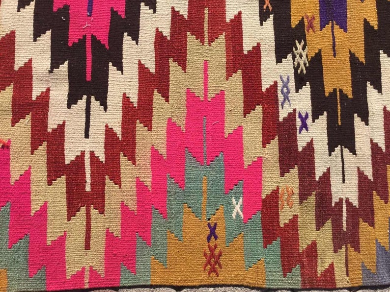 Vintage Kilim Rug 184cm x 136cm From Western Turkey