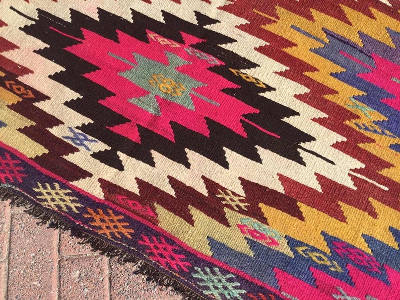 Vintage Kilim Rug 184cm x 136cm From Western Turkey