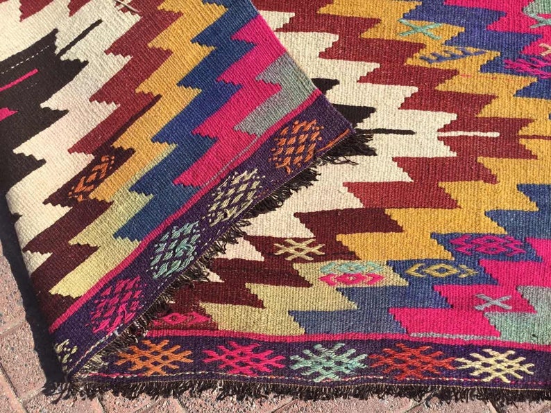 Vintage Kilim Rug 184cm x 136cm From Western Turkey