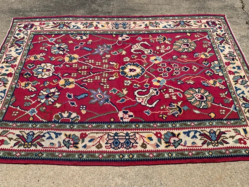 Vintage Kilim Rug 229cm x 155cm Handmade Wool Cotton