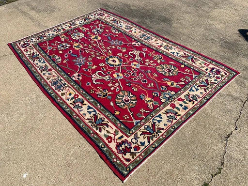 Tappeto Kilim vintage 229 x 155 cm fatto a mano in lana e cotone