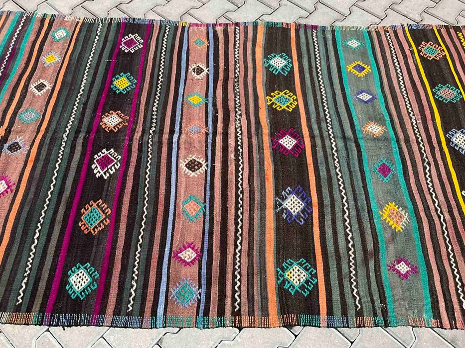 Vintage Kilim Rug 236cm x 135cm Handmade Wool Western Turkey