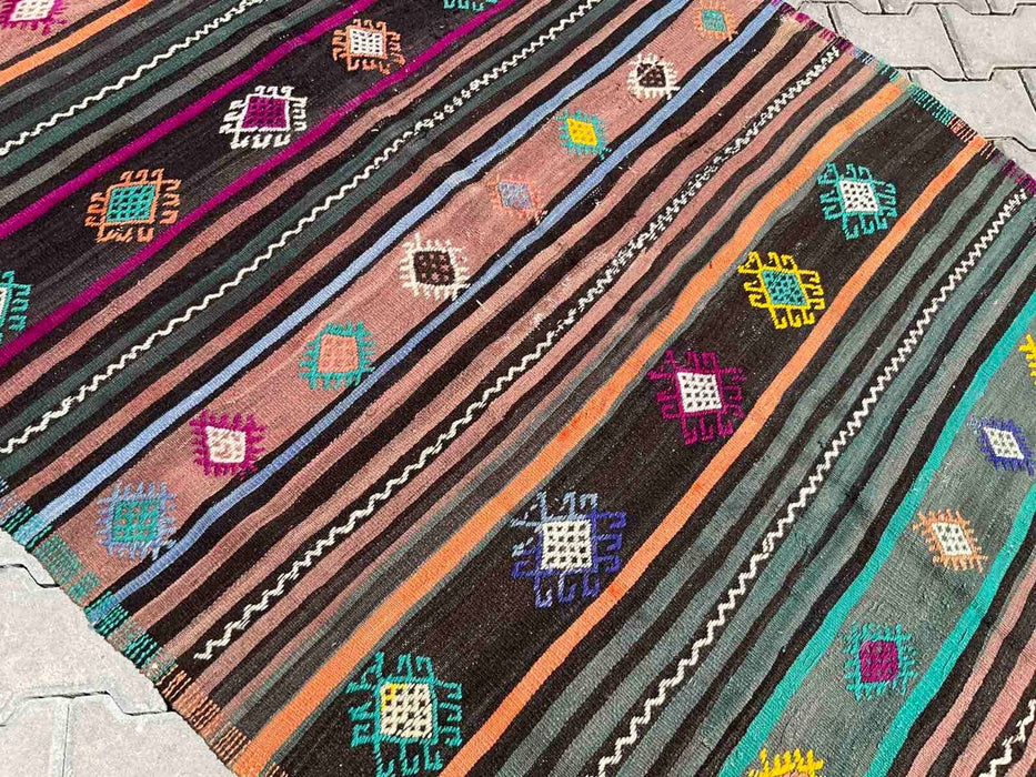 Vintage Kilim Rug 236cm x 135cm Handmade Wool Western Turkey