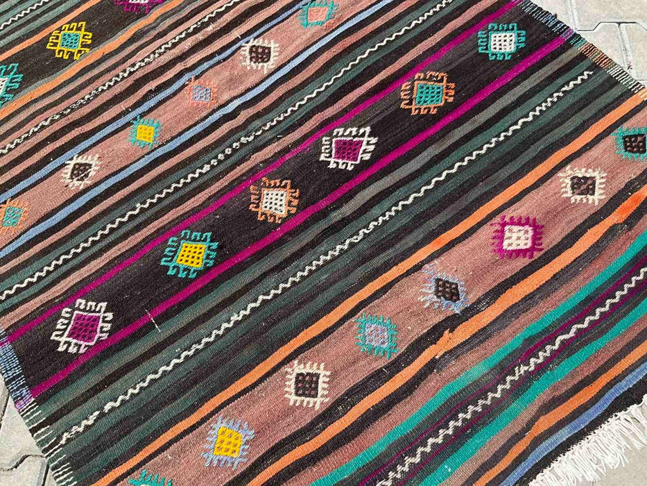 Vintage Kilim Rug 236cm x 135cm Handmade Wool Western Turkey