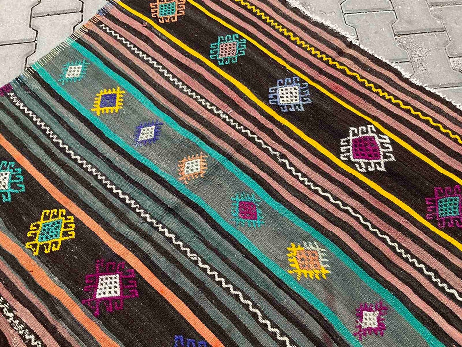 Vintage Kilim Rug 236cm x 135cm Handmade Wool Western Turkey