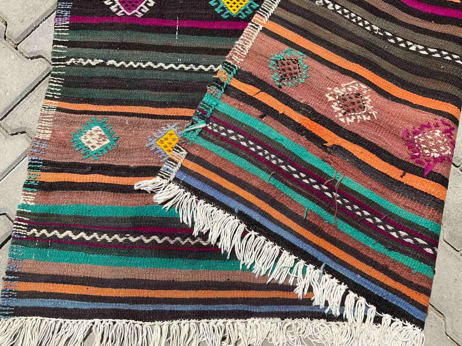 Vintage Kilim Rug 236cm x 135cm Handmade Wool Western Turkey