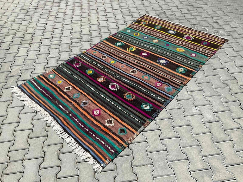 Vintage Kilim Rug 236cm x 135cm Handmade Wool Western Turkey
