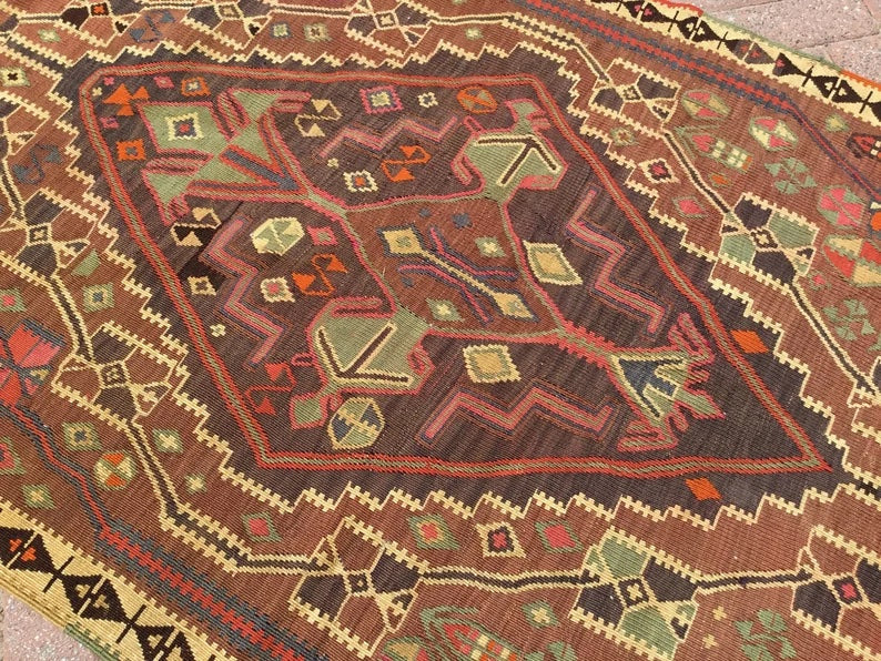 Vintage Kilim Rug 239 Cm X 116 Cm Hand Spun Wool