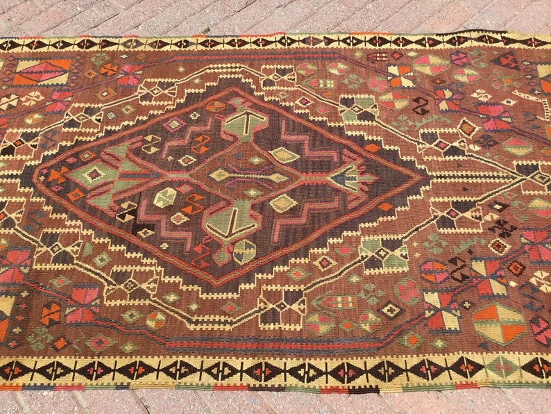 Vintage Kilim Rug 239 Cm X 116 Cm Hand Spun Wool