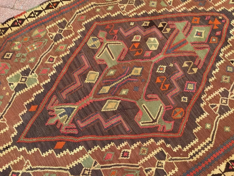 Vintage Kilim Rug 239 Cm X 116 Cm Hand Spun Wool