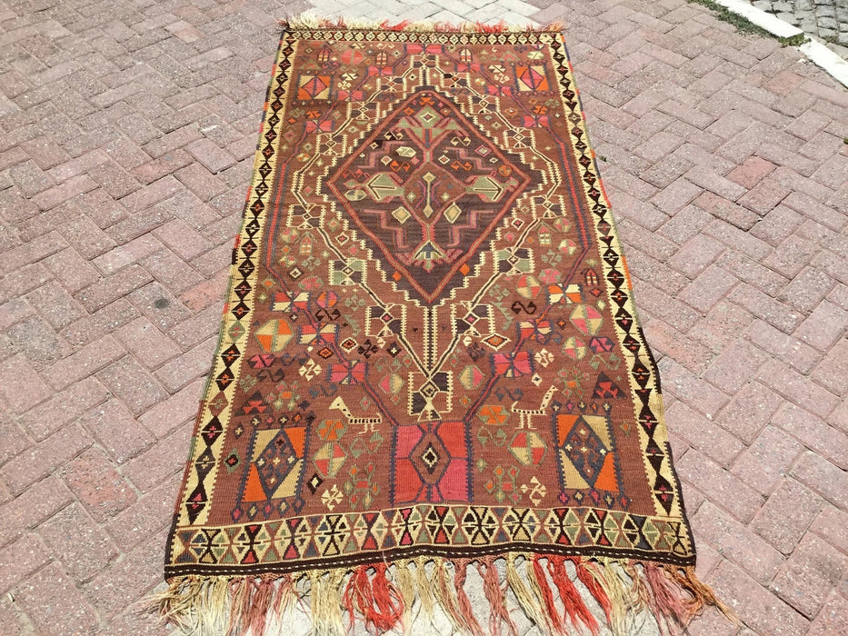 Vintage Kilim Rug 239 Cm X 116 Cm Hand Spun Wool
