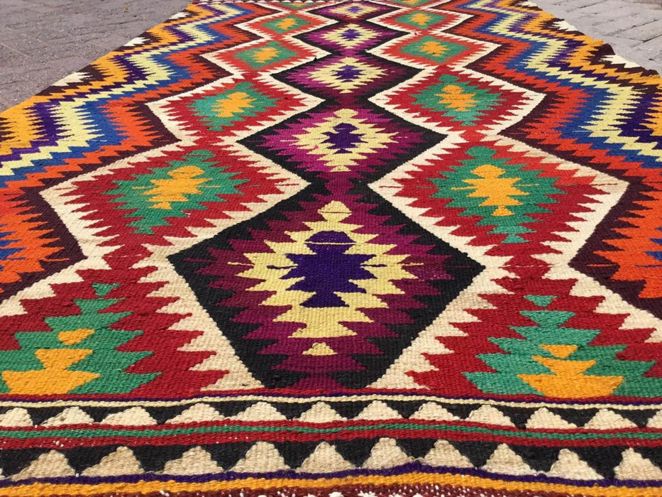 Vintage Kilim Rug 242 cm x 133 cm Hand Spun Wool