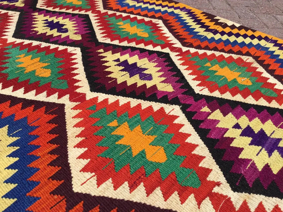 Vintage Kilim Rug 242 cm x 133 cm Hand Spun Wool