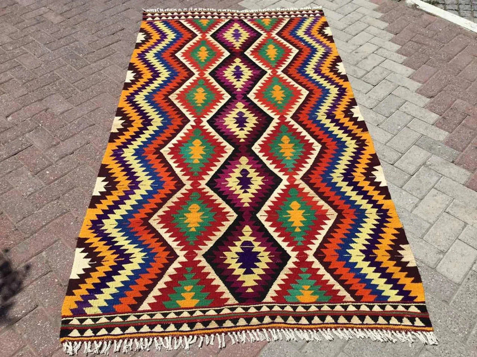 Vintage Kilim Rug 242 cm x 133 cm Hand Spun Wool