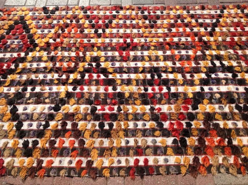 Vintage Kilim Rug 246cm x 152cm Hand Spun Wool Turkey