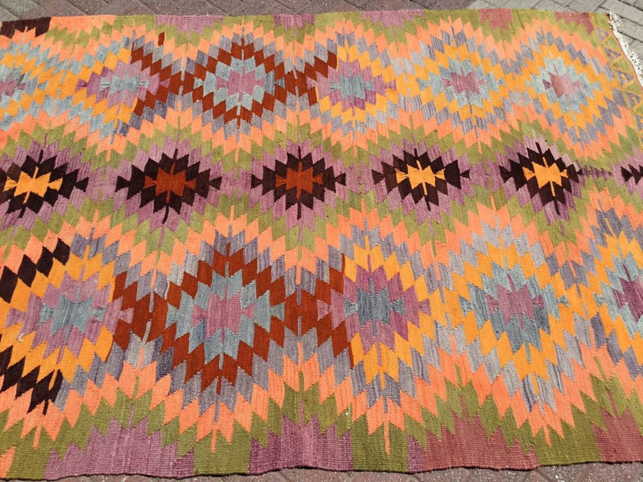 Vintage Kilim -matto 248x180 cm käsin kehrätty villapuuvilla