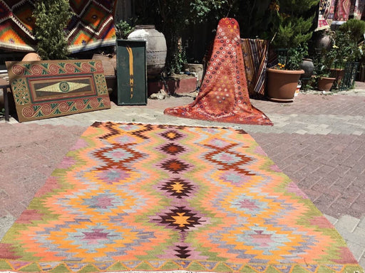 Vintage Kilim Rug 248x180 cm Hand Spun Wool Cotton