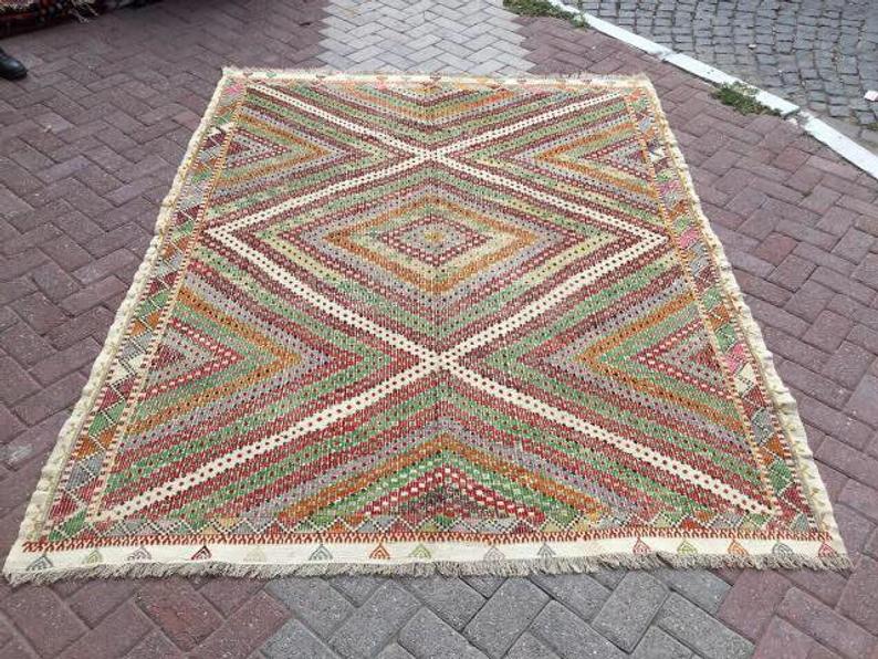 Vintage Kilim -matto 249cm X 195cm Itä-Turkista