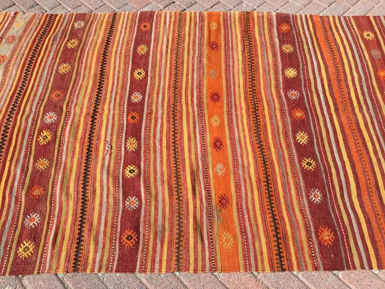 Vintage Kilim Rug 251cm x 147cm From Turkey