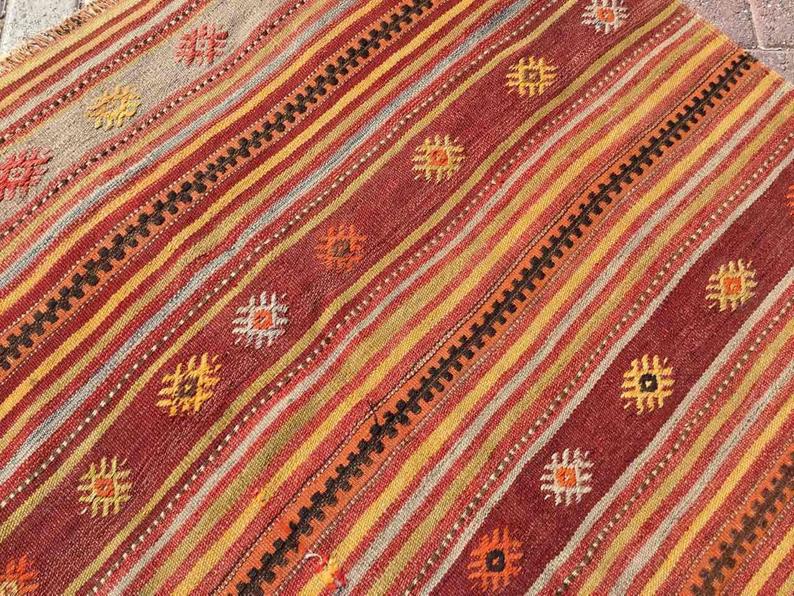 Vintage Kilim Rug 251cm x 147cm From Turkey