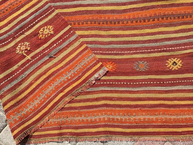 Vintage Kilim Rug 251cm x 147cm From Turkey