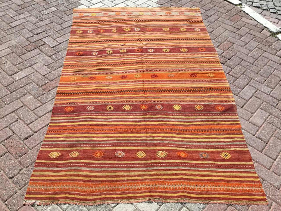 Vintage Kilim Rug 251cm x 147cm From Turkey
