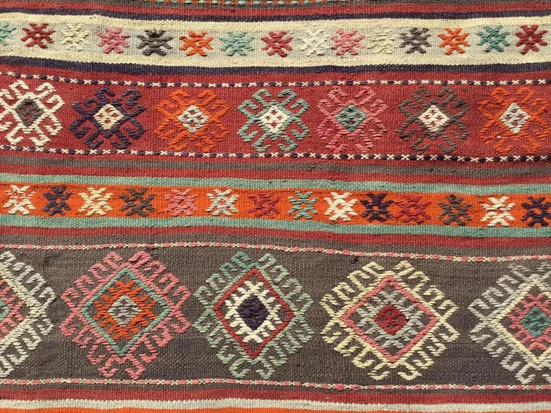 Vintage Kilim -matto 255cm x 161cm Käsintehty turkkilainen villa