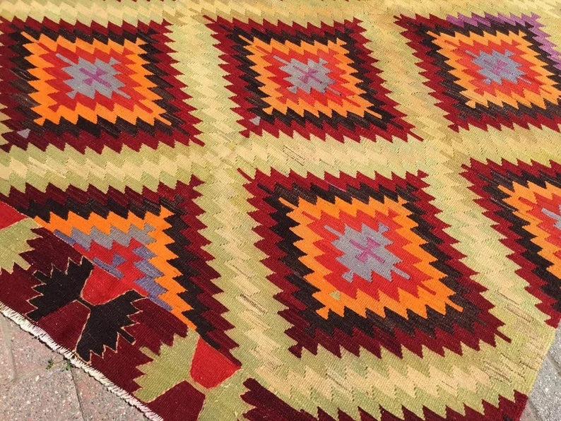 Vintage Kilim Rug 257 cm x 170 cm Handcrafted Wool Cotton