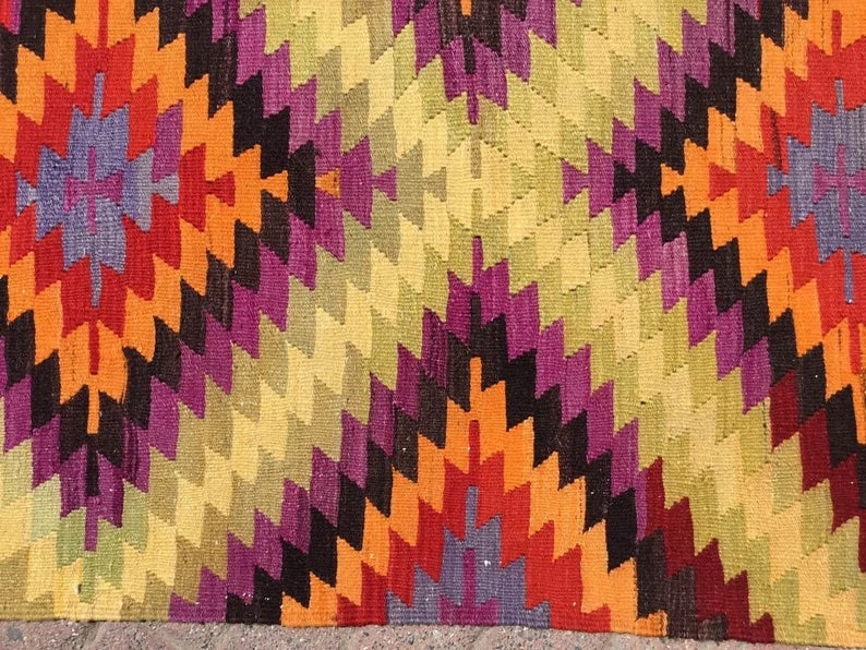 Vintage Kilim Rug 257 cm x 170 cm Handcrafted Wool Cotton