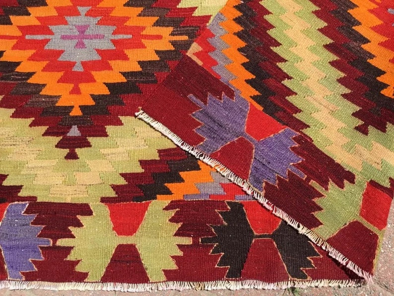 Vintage Kilim Rug 257 cm x 170 cm Handcrafted Wool Cotton